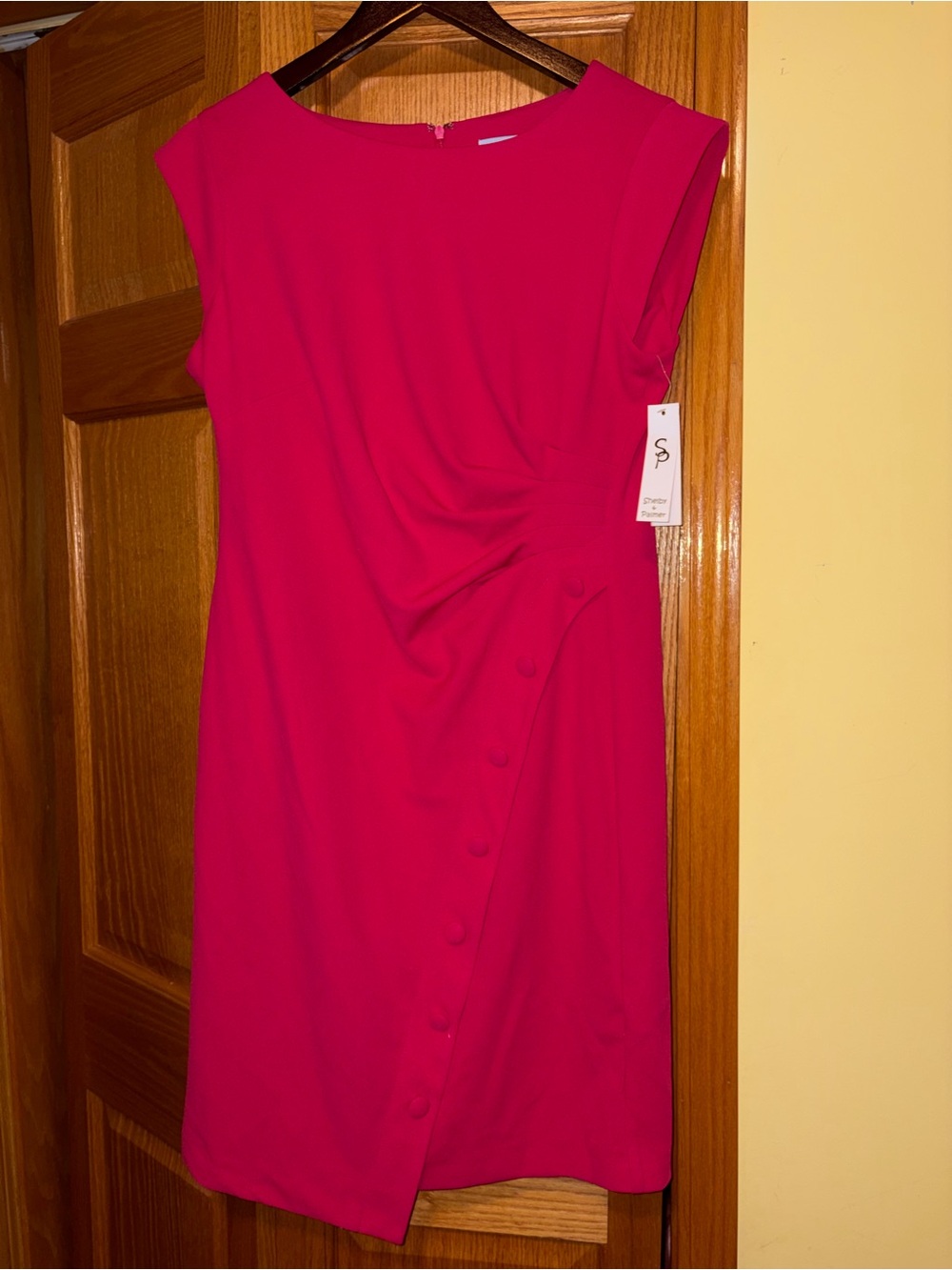 Shelby and Palmer Elegant Fuchsia Cap Sleeve Dress Pageant